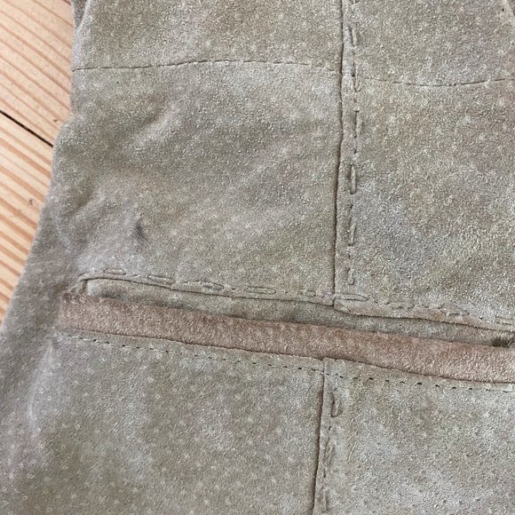 Vtg 90s Y2K Wet Seal Medium Trench Coat Jacket 100% Leather Suede Belted Tan - Picture 5 of 9